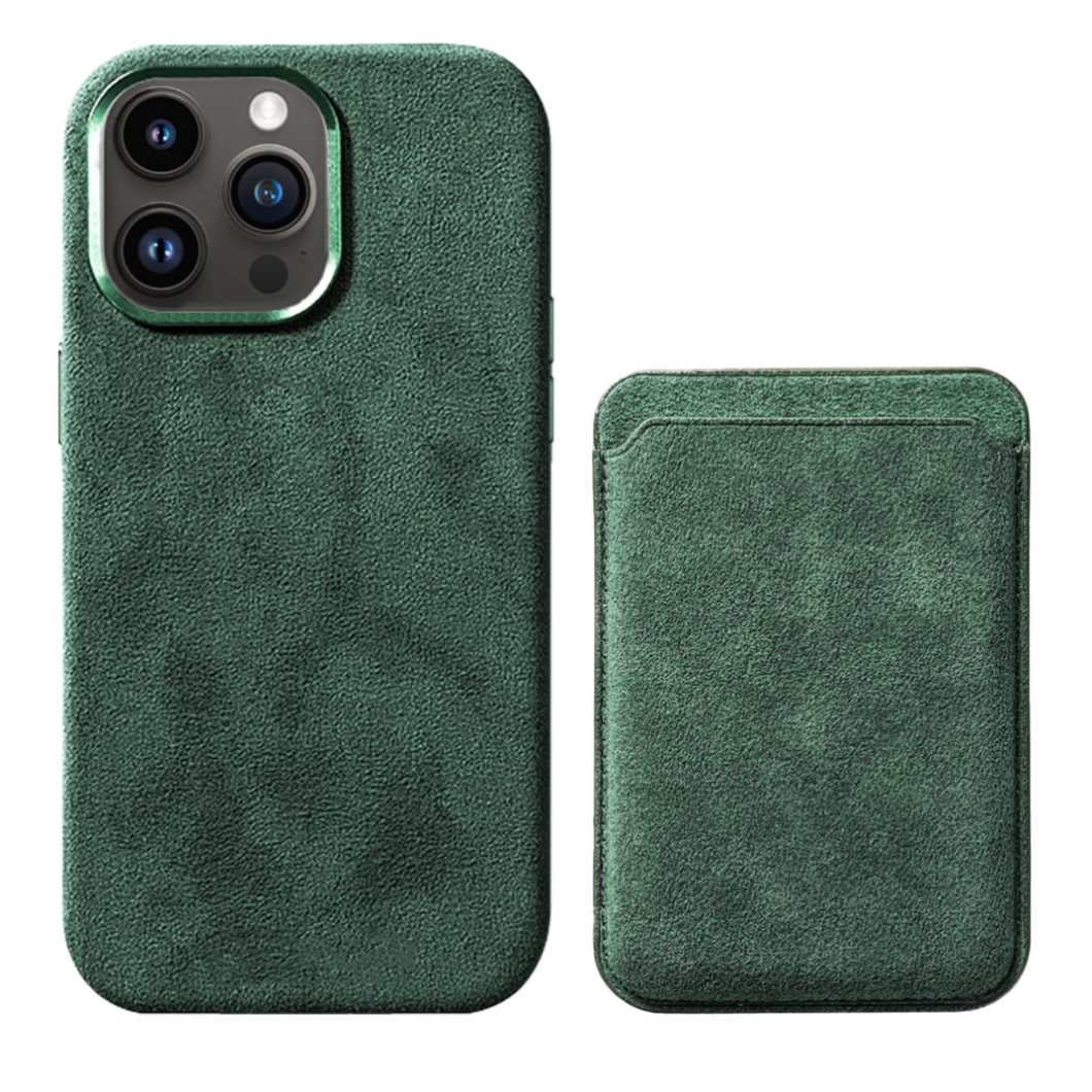 iPhone Alcantara Case + Magsafe Wallet - Midnight Green