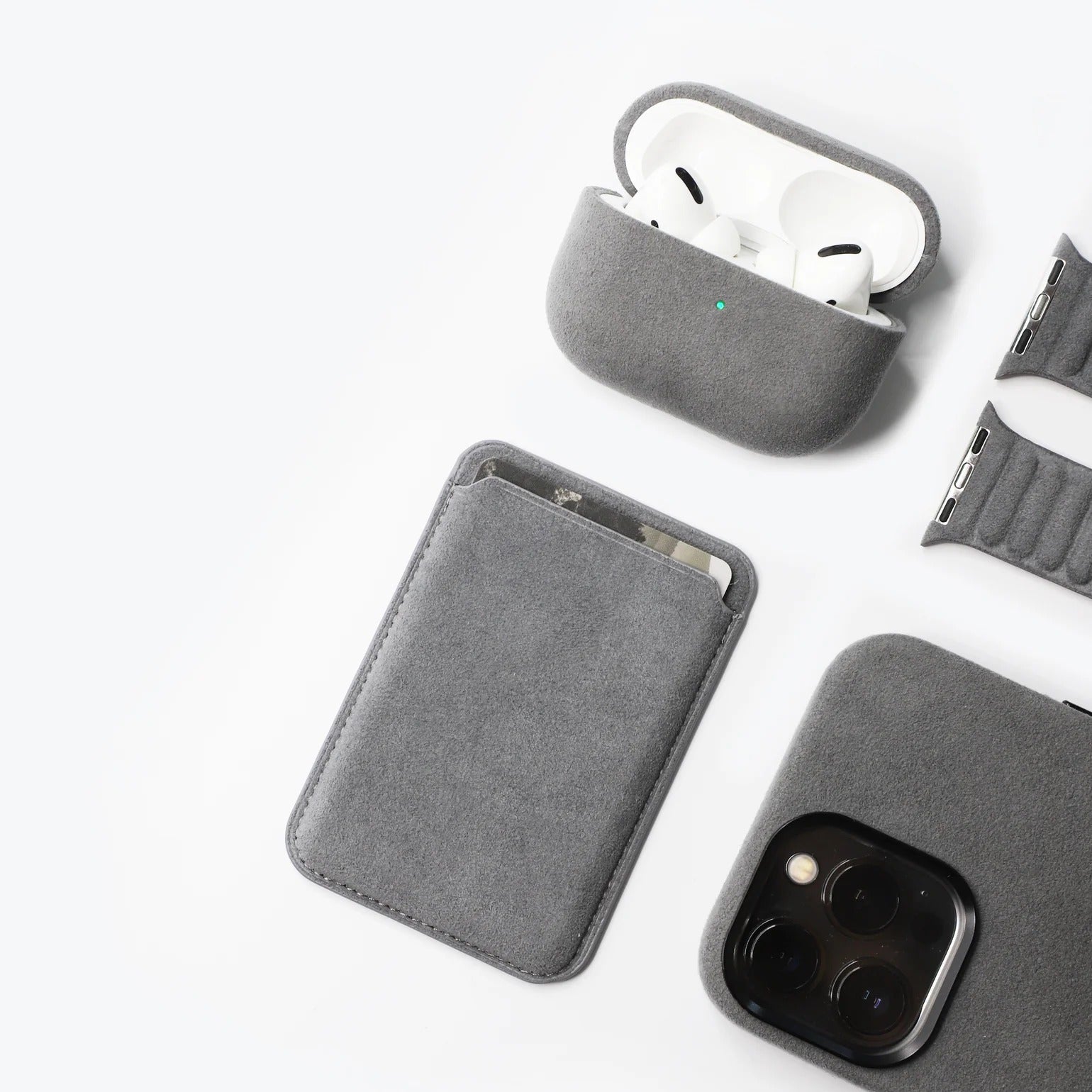 Limited Edition - iPhone Alcantara Case + Magsafe Wallet - Nardo Gray