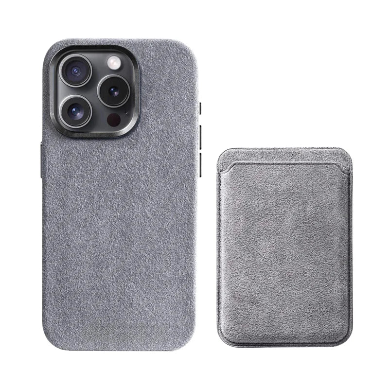 Limited Edition - iPhone Alcantara Case + Magsafe Wallet - Nardo Gray