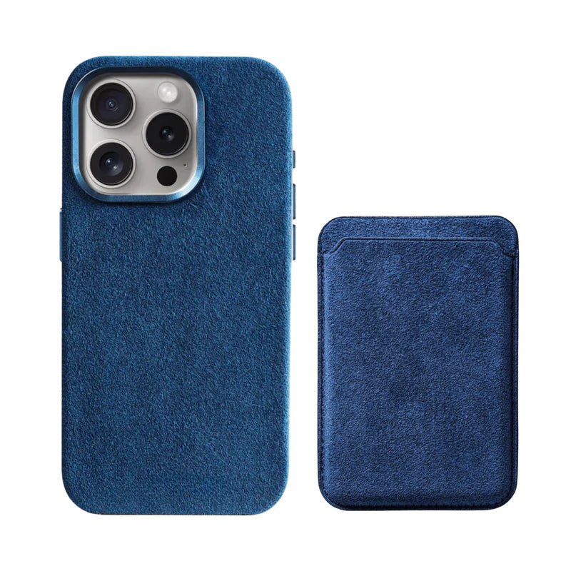 iPhone Alcantara Case + Magsafe Wallet - Ocean Blue